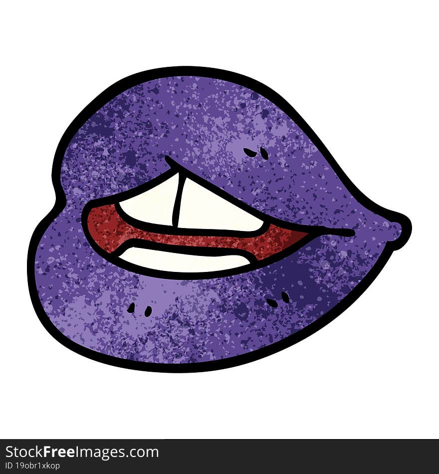 Cartoon Doodle Purple Lips