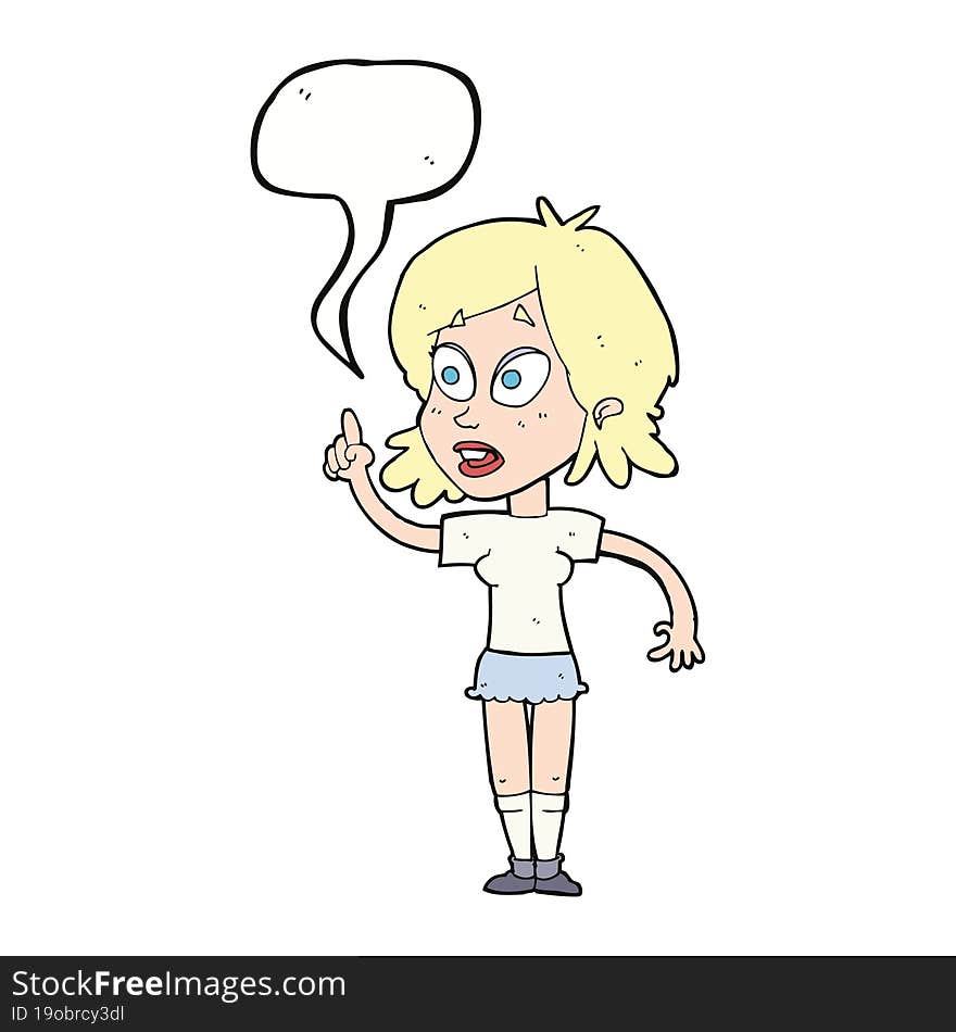 Cartoon Woman Asking Question With Speech Bubble