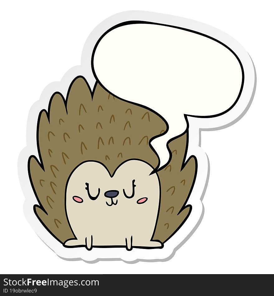 Cute Cartoon Hedgehog And Speech Bubble Sticker