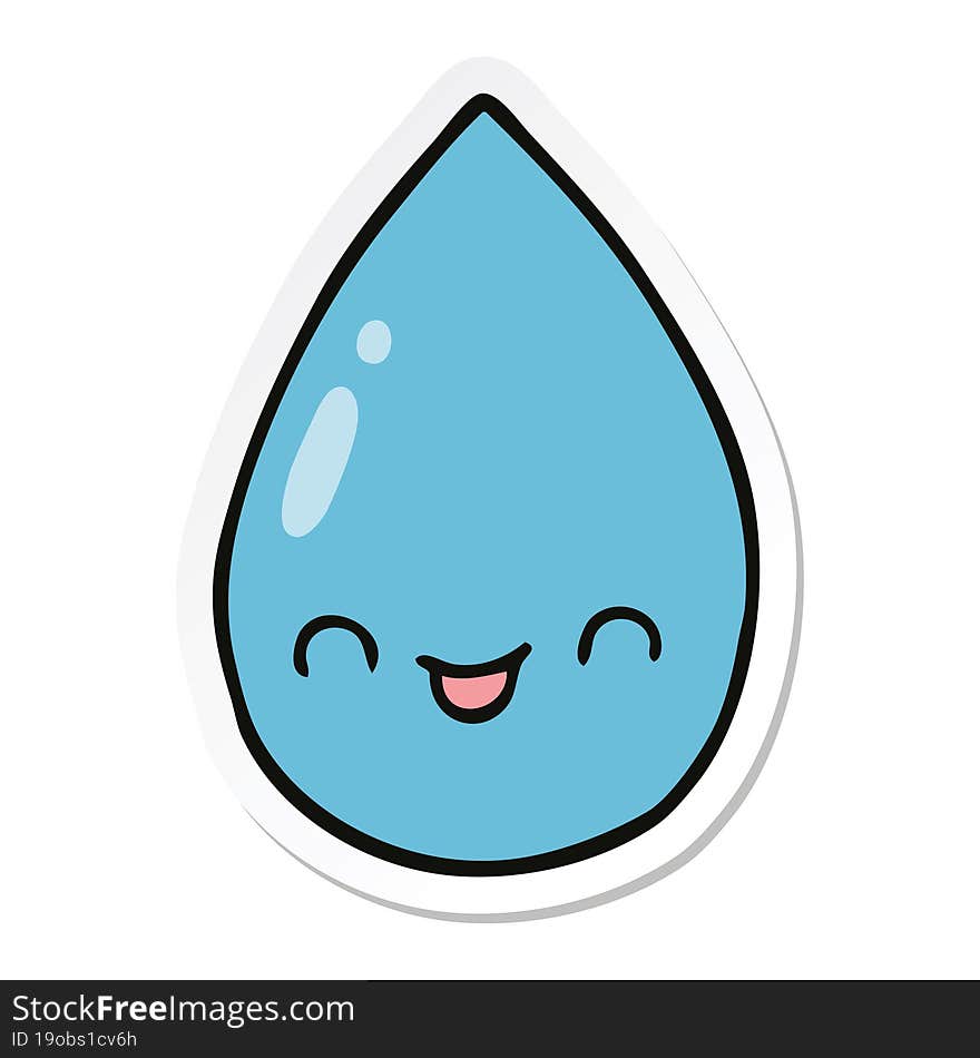 sticker of a cartoon cute raindrop