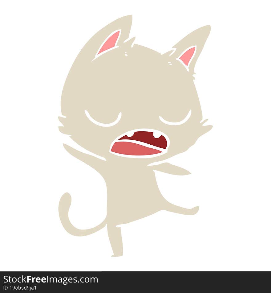 talking cat flat color style cartoon