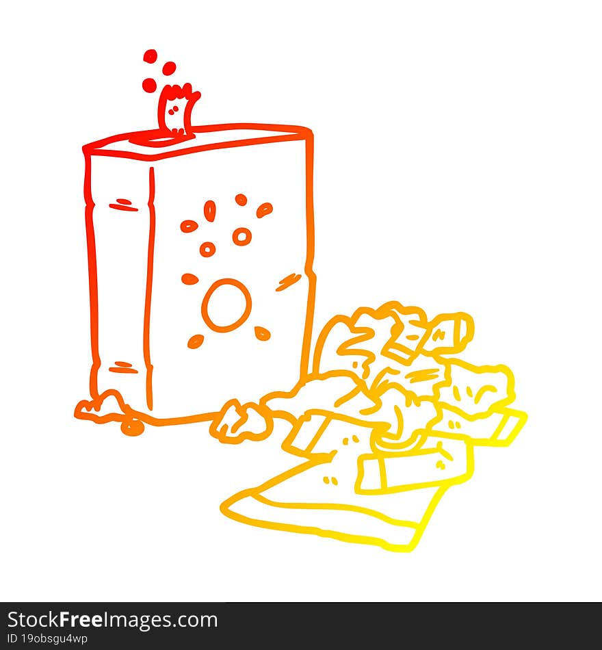 warm gradient line drawing of a washing powder and laundry