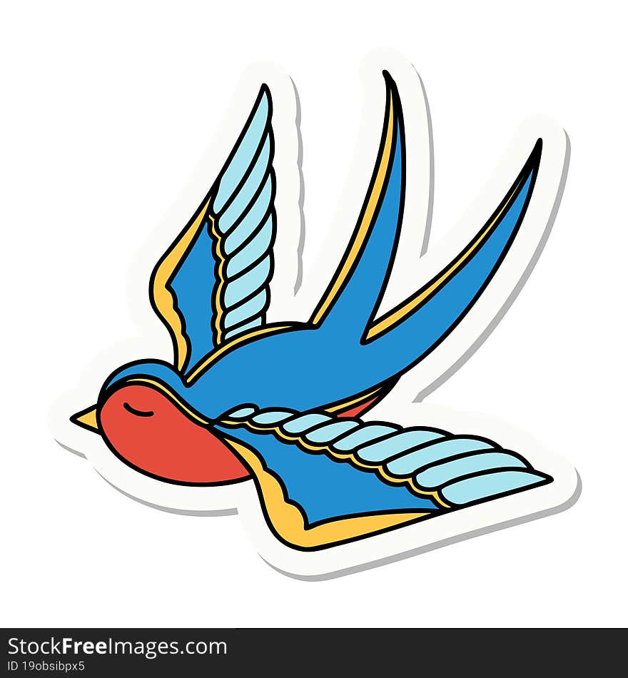 Tattoo Style Sticker Of A Swallow