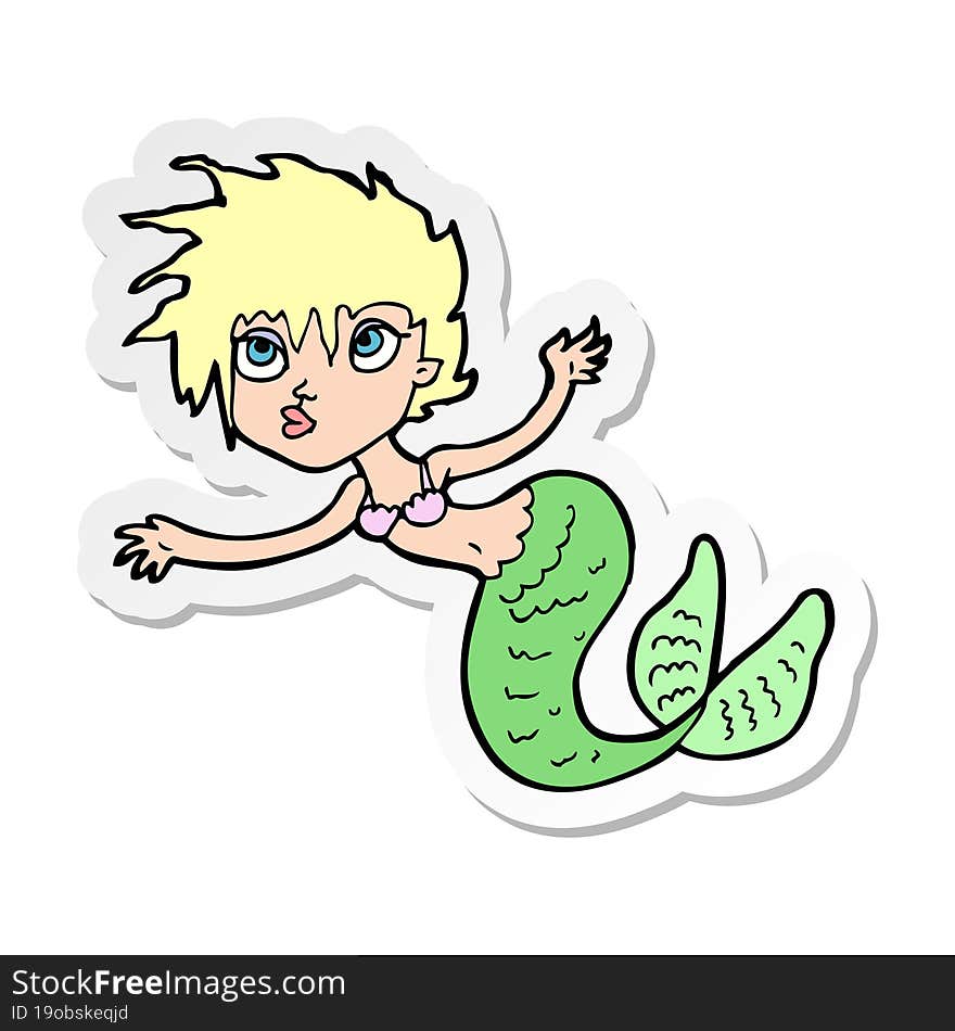 sticker of a cartoon mermaid