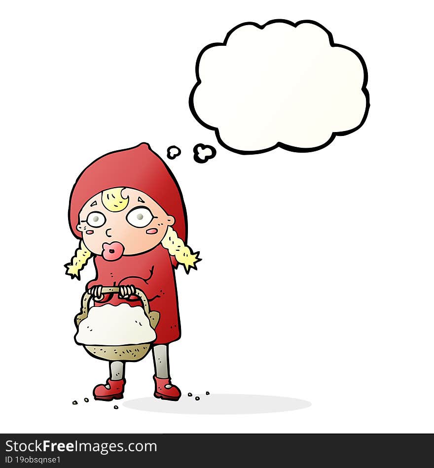 little red riding hood cartoon with thought bubble