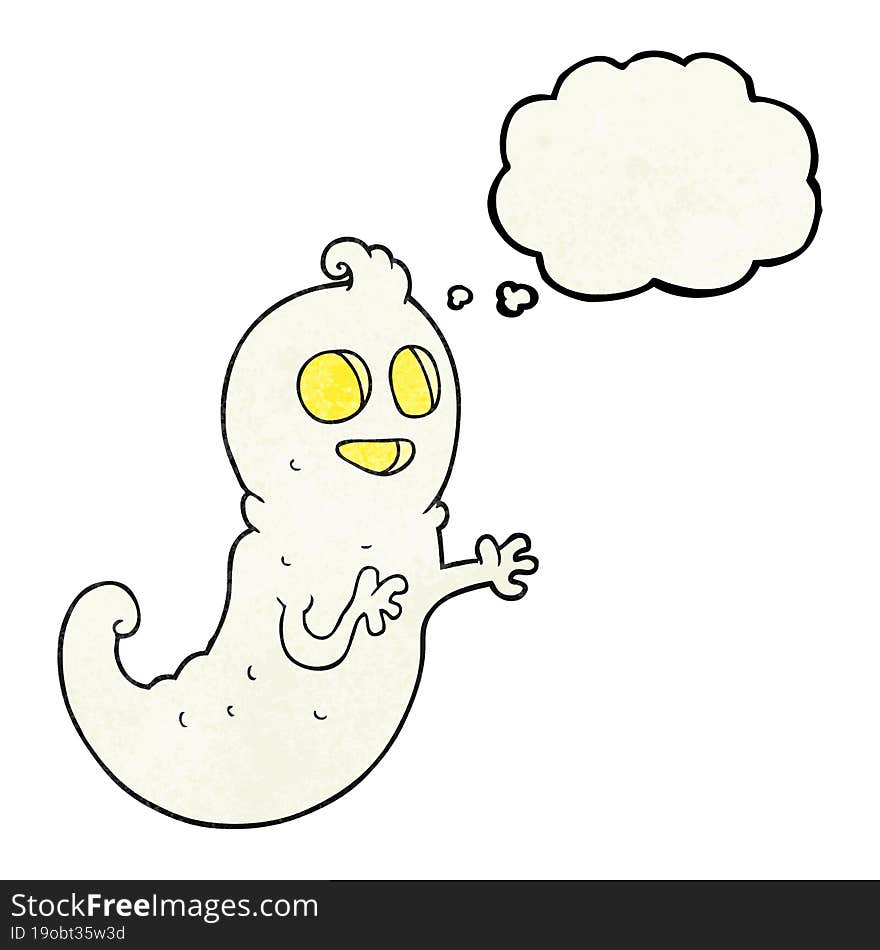 freehand drawn thought bubble textured cartoon ghost