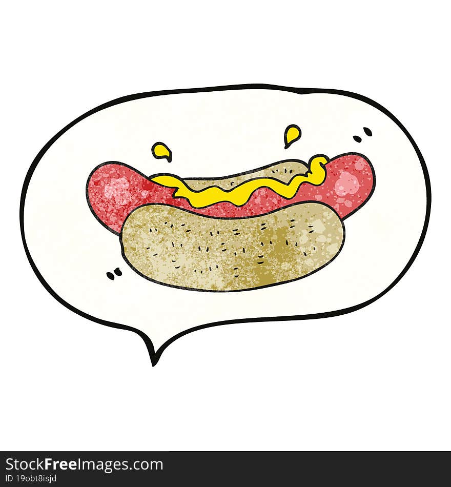 Speech Bubble Textured Cartoon Hotdog