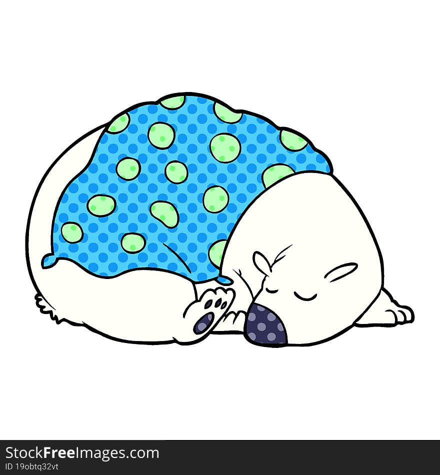 cartoon polar bear sleeping. cartoon polar bear sleeping