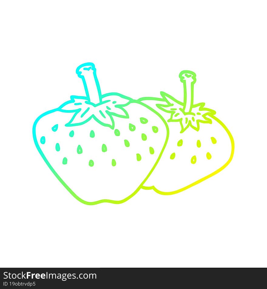 cold gradient line drawing cartoon strawberry