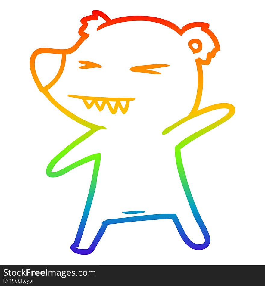 rainbow gradient line drawing angry polar bear cartoon