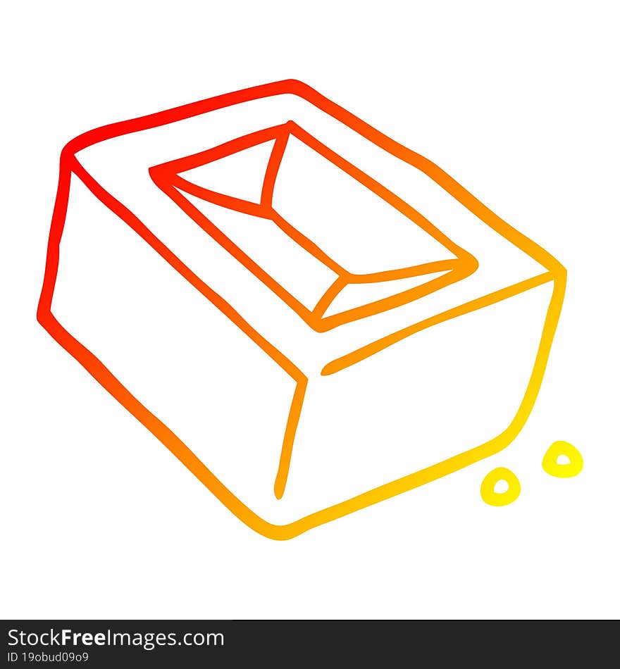 warm gradient line drawing of a cartoon red brick