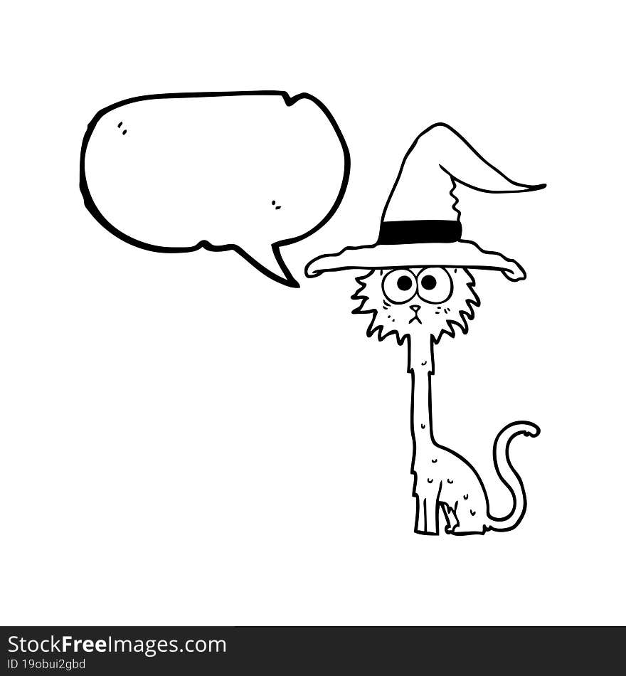 Speech Bubble Cartoon Halloween Cat