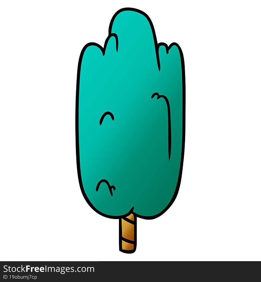 hand drawn gradient cartoon doodle single green tree