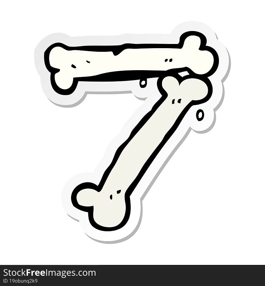 sticker of a cartoon halloween bone number