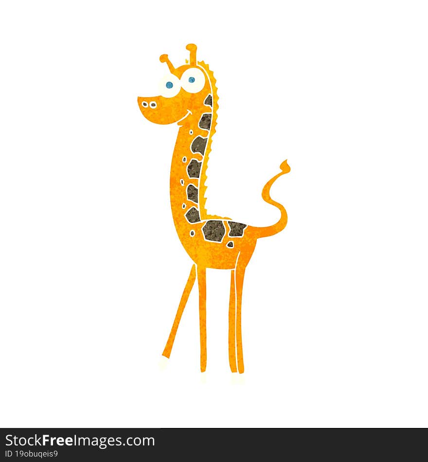 freehand retro cartoon giraffe