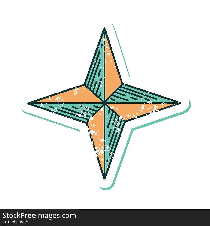 Distressed Sticker Tattoo Style Icon Of A Star