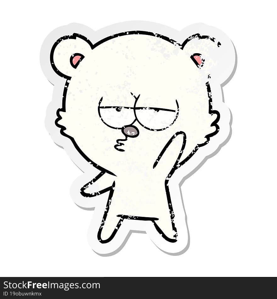 distressed sticker of a bored polar bear cartoon