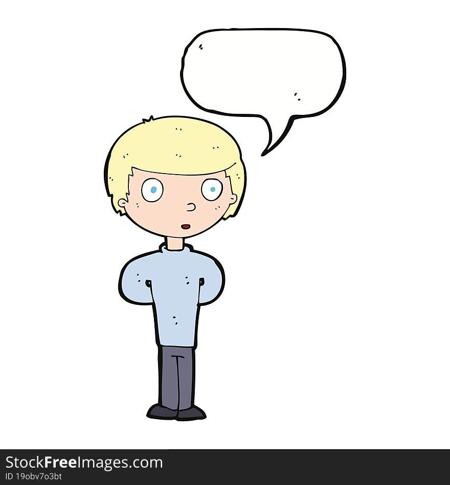 Cartoon Curious Boy With Speech Bubble