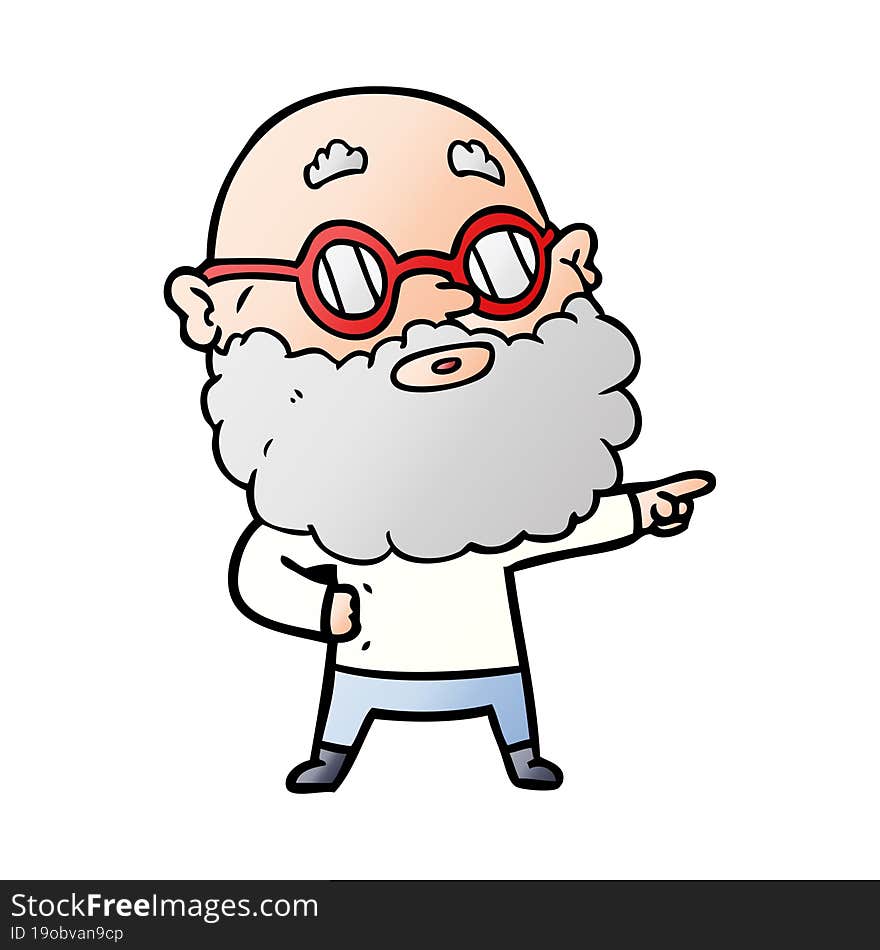 cartoon curious man with beard and glasses. cartoon curious man with beard and glasses