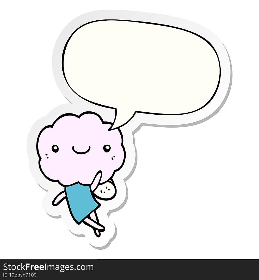 cute cloud head creature with speech bubble sticker