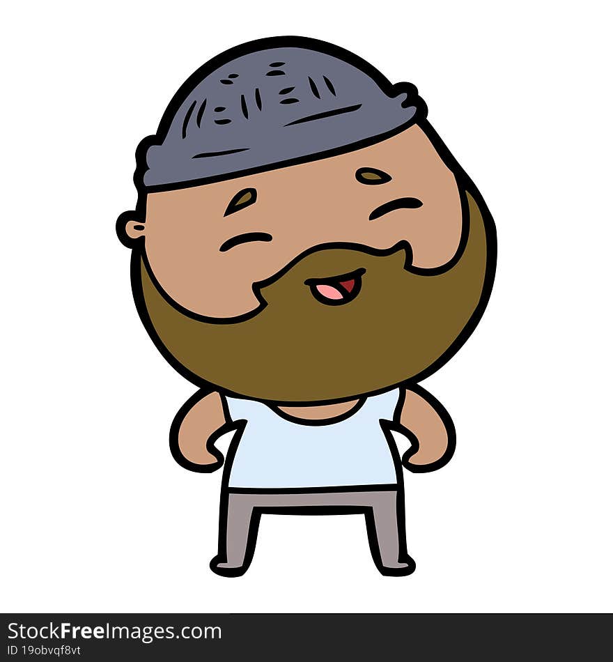 cartoon happy bearded man. cartoon happy bearded man