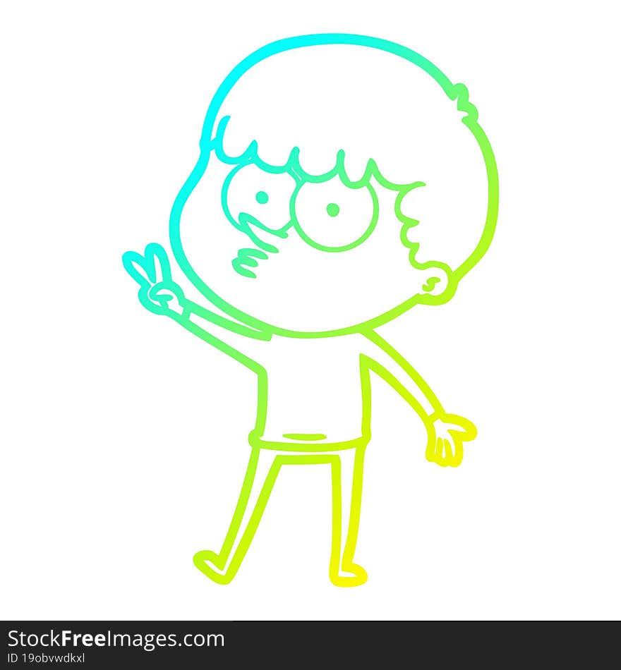 cold gradient line drawing cartoon curious boy dancing