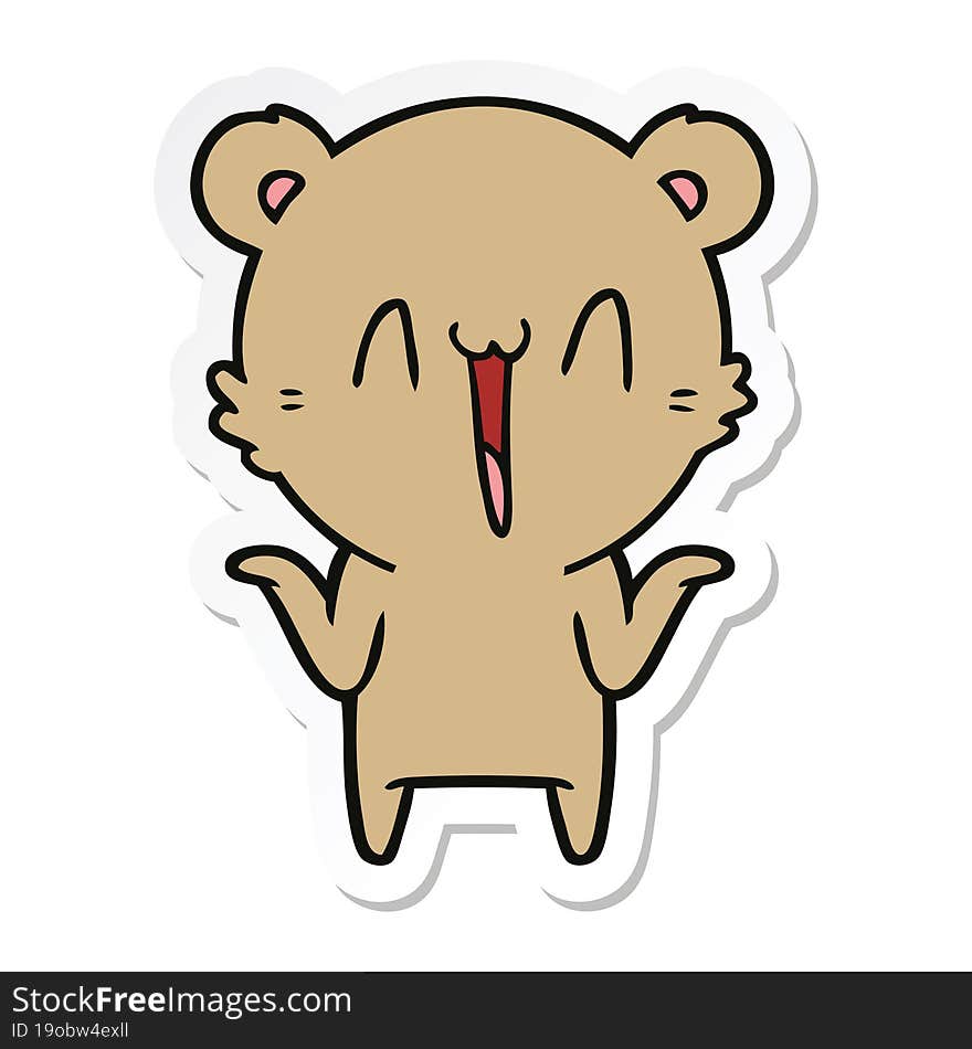 sticker of a happy bear cartoon