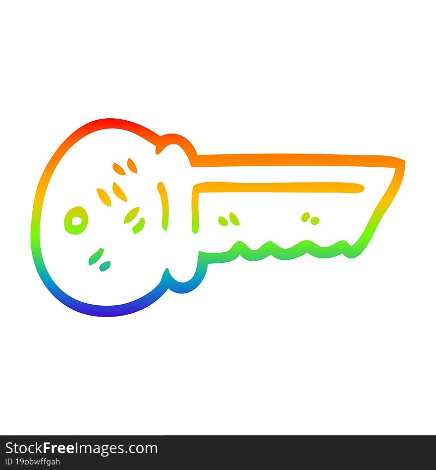 Rainbow Gradient Line Drawing Cartoon Metal Key