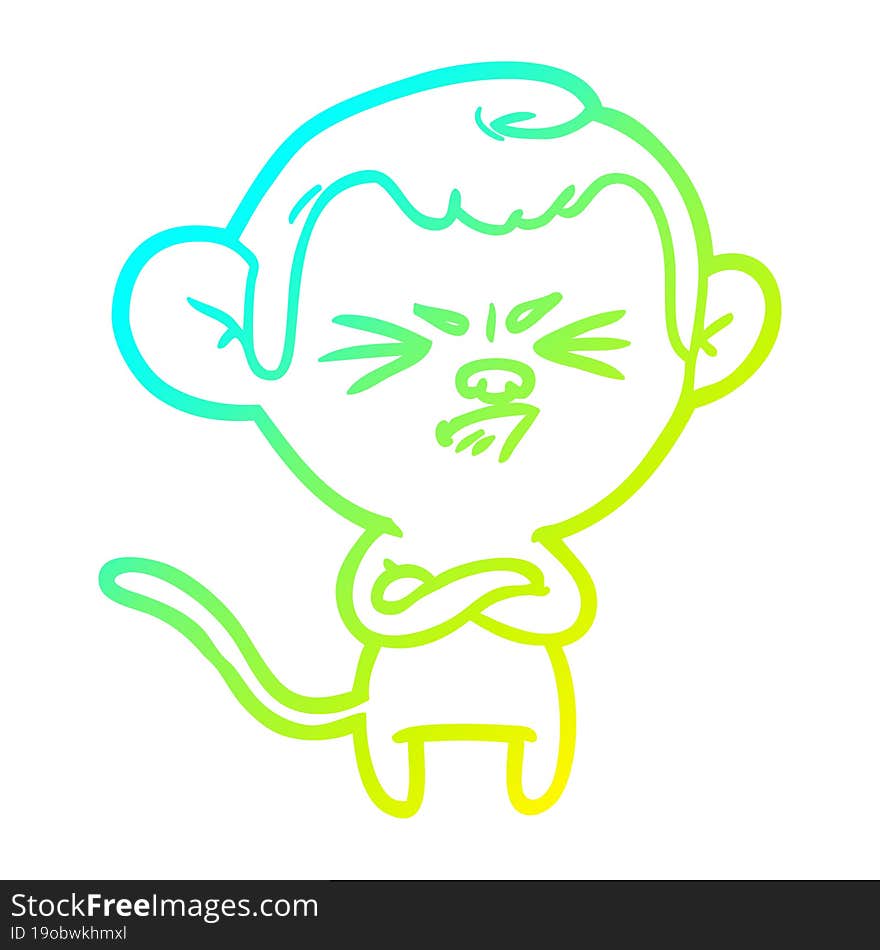 cold gradient line drawing cartoon annoyed monkey