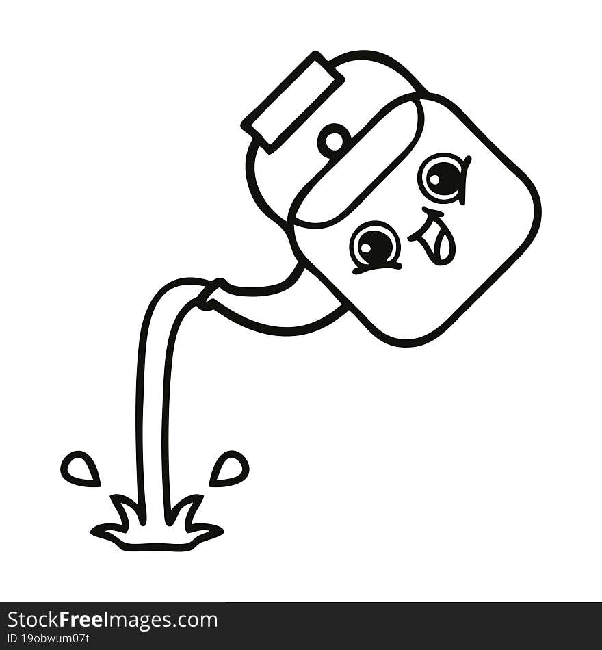 line drawing cartoon pouring kettle