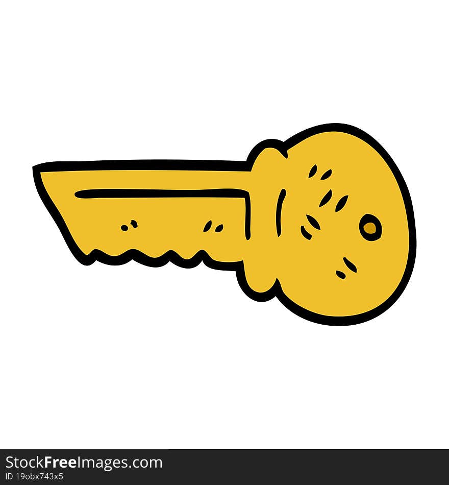 cartoon doodle gold key