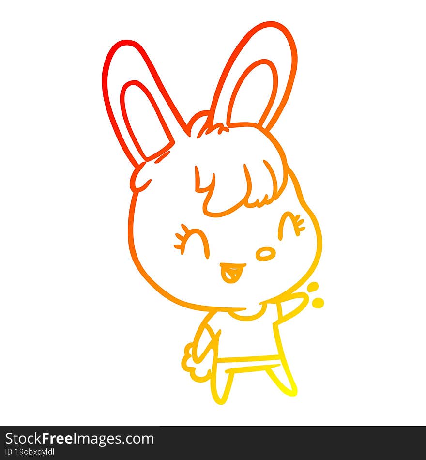 warm gradient line drawing of a cute rabbit