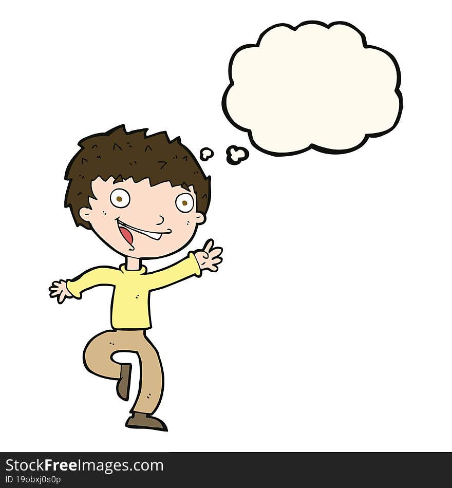 Cartoon Excited Boy With Thought Bubble