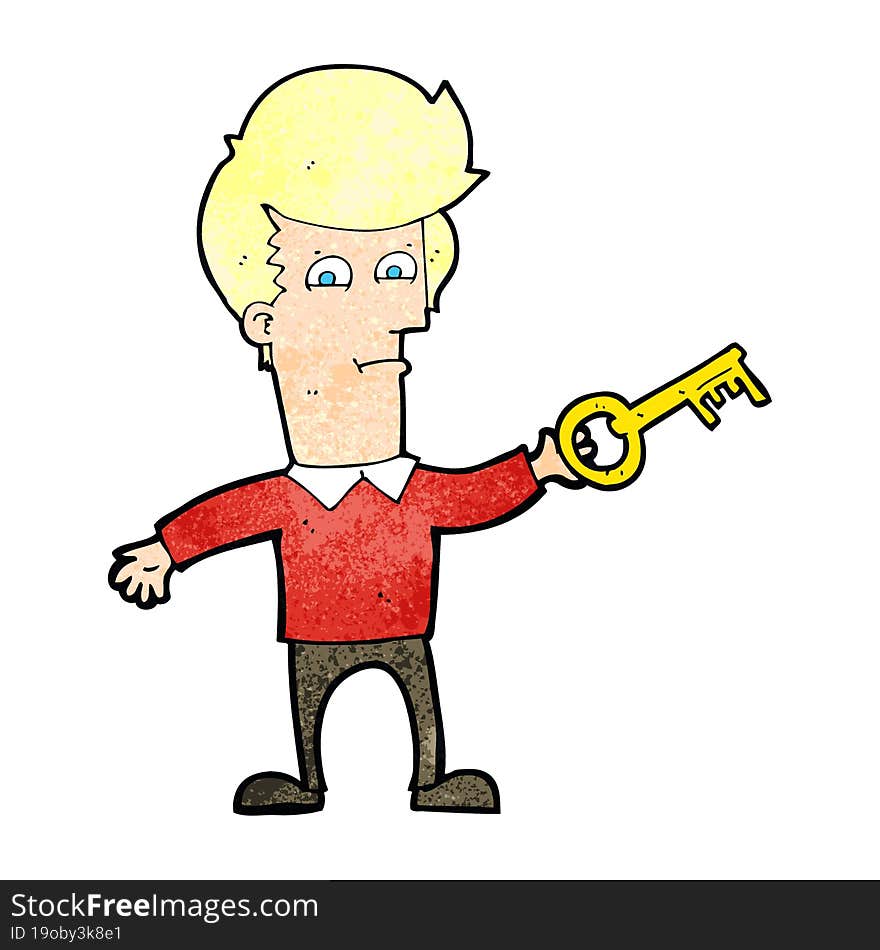 Cartoon Man With Key