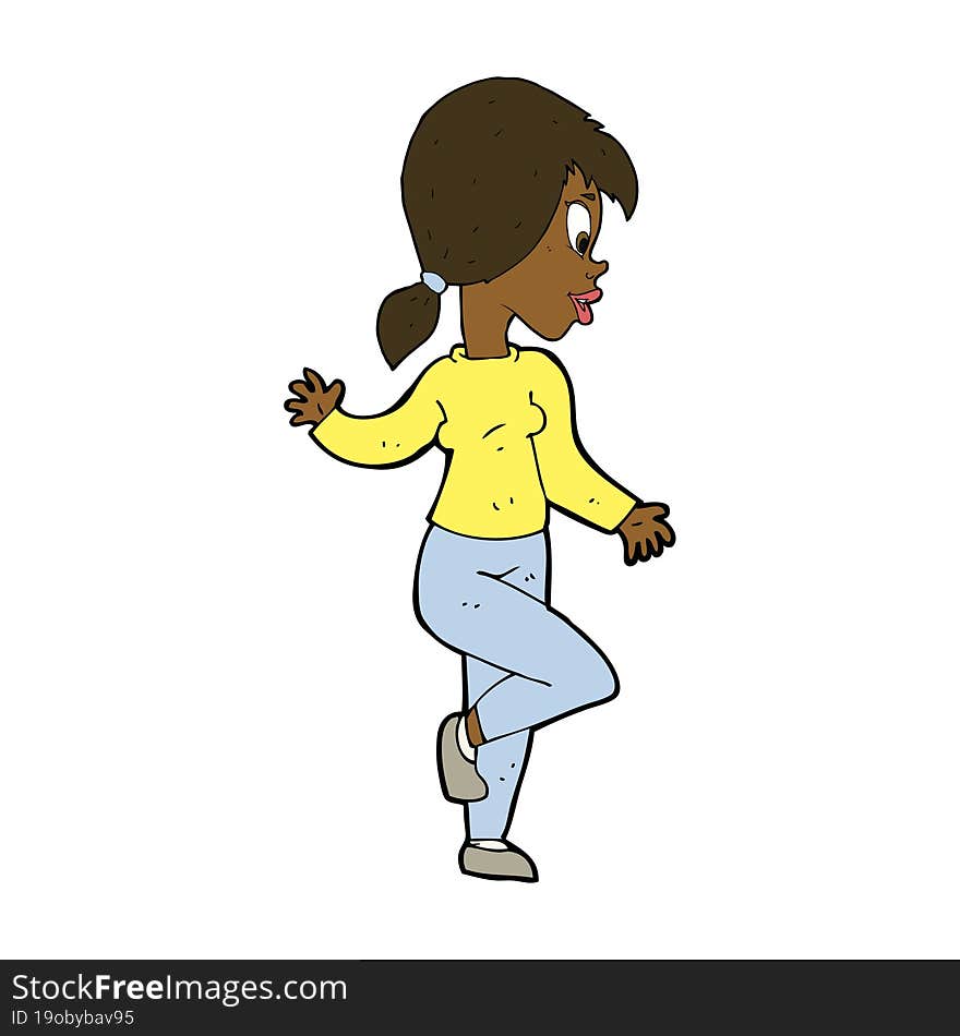 cartoon woman waving