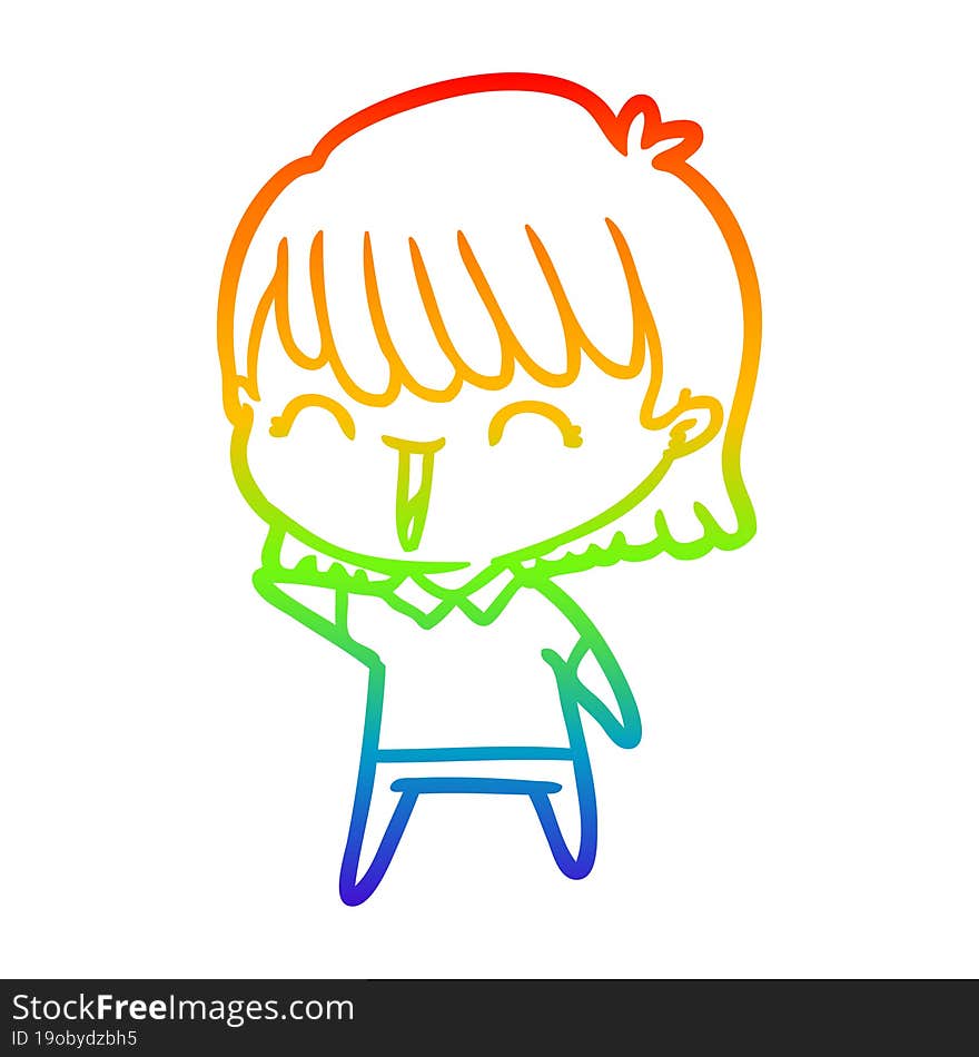 rainbow gradient line drawing of a cartoon woman