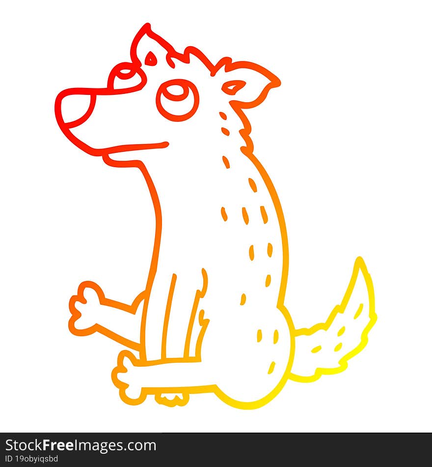 warm gradient line drawing cartoon dog sitting