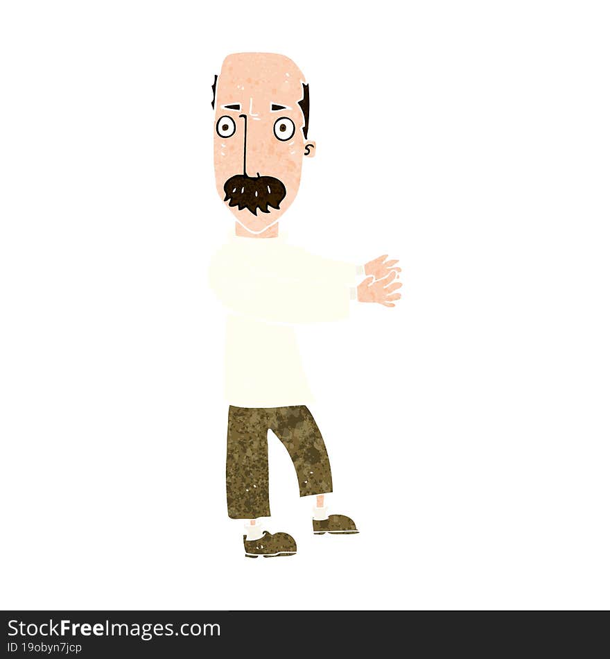 cartoon balding man explaining