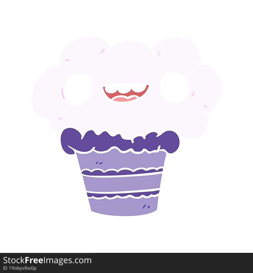 funny flat color style cartoon cupcake