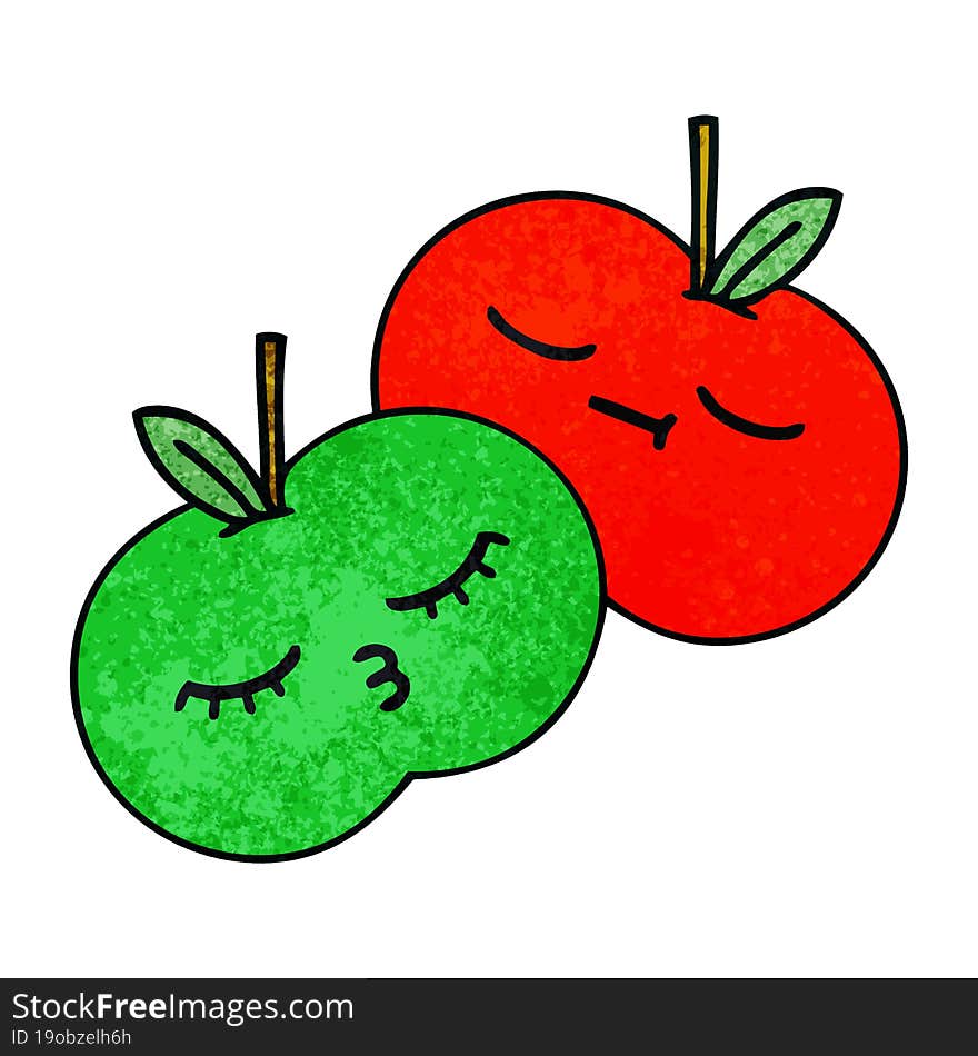 Retro Grunge Texture Cartoon Apples