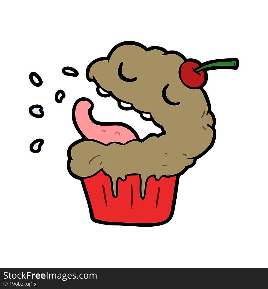 funny cartoon cupcake. funny cartoon cupcake