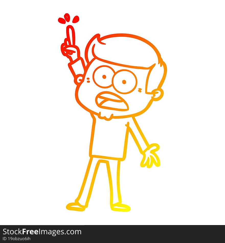 warm gradient line drawing cartoon shocked man