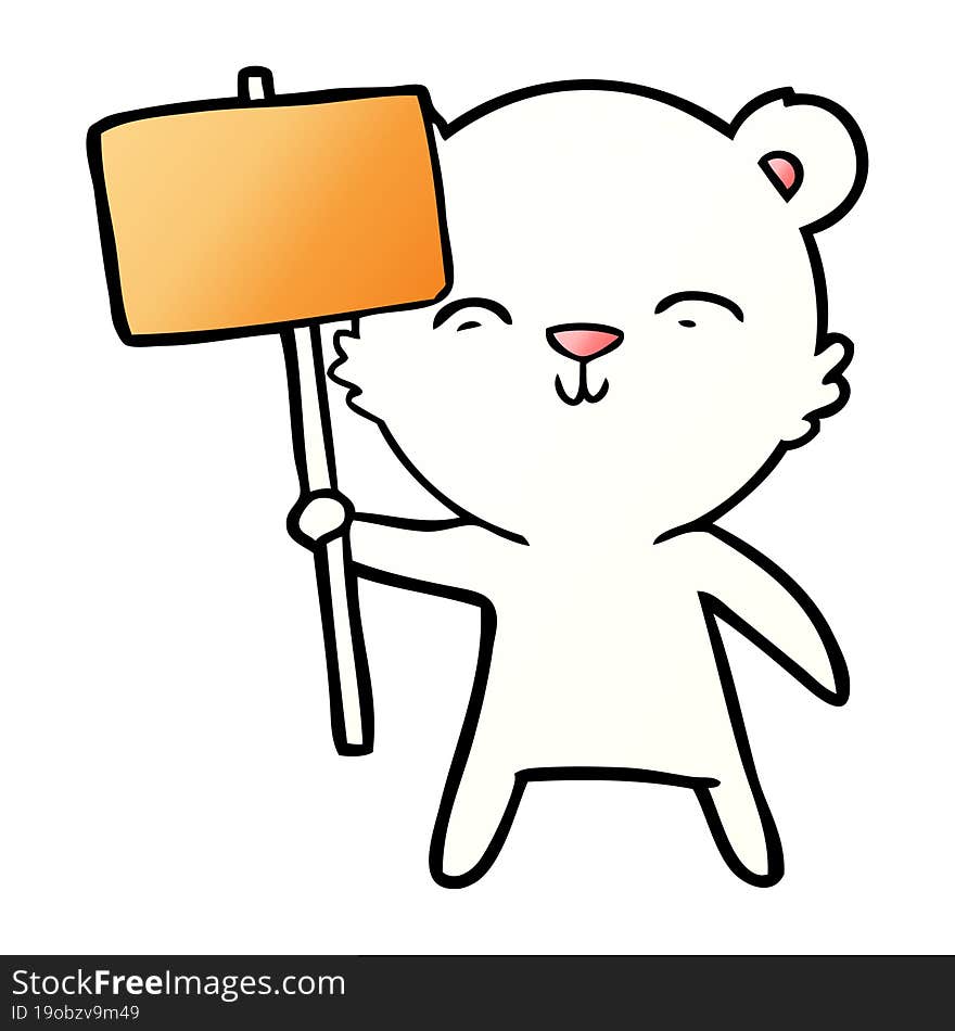 polar bear with protest sign cartoon. polar bear with protest sign cartoon