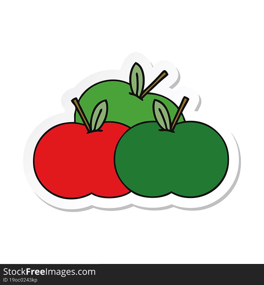 sticker of a cute cartoon apples