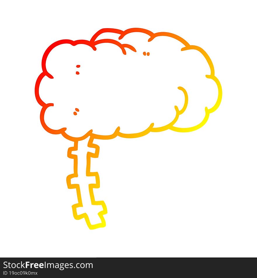 warm gradient line drawing cartoon brain