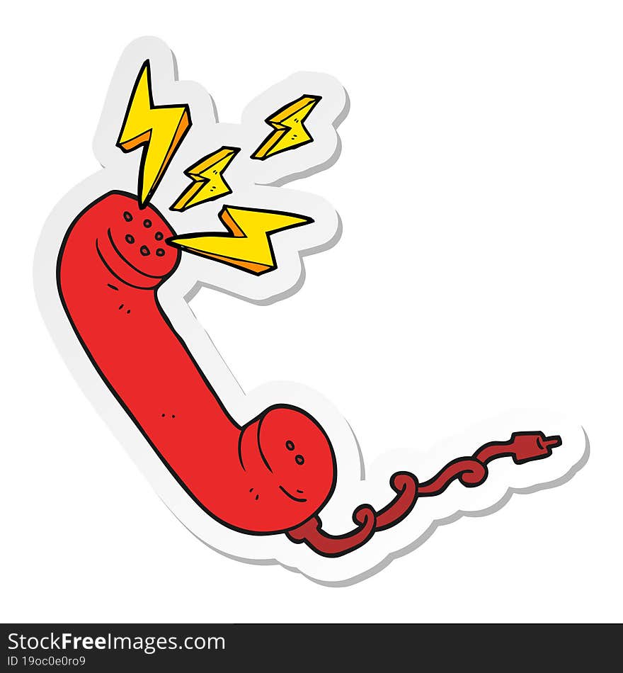 sticker of a cartoon telephone receiver