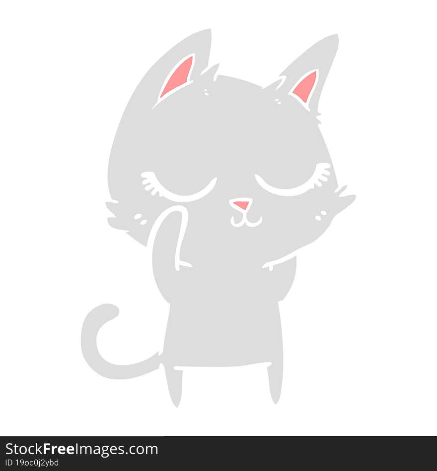 calm flat color style cartoon cat