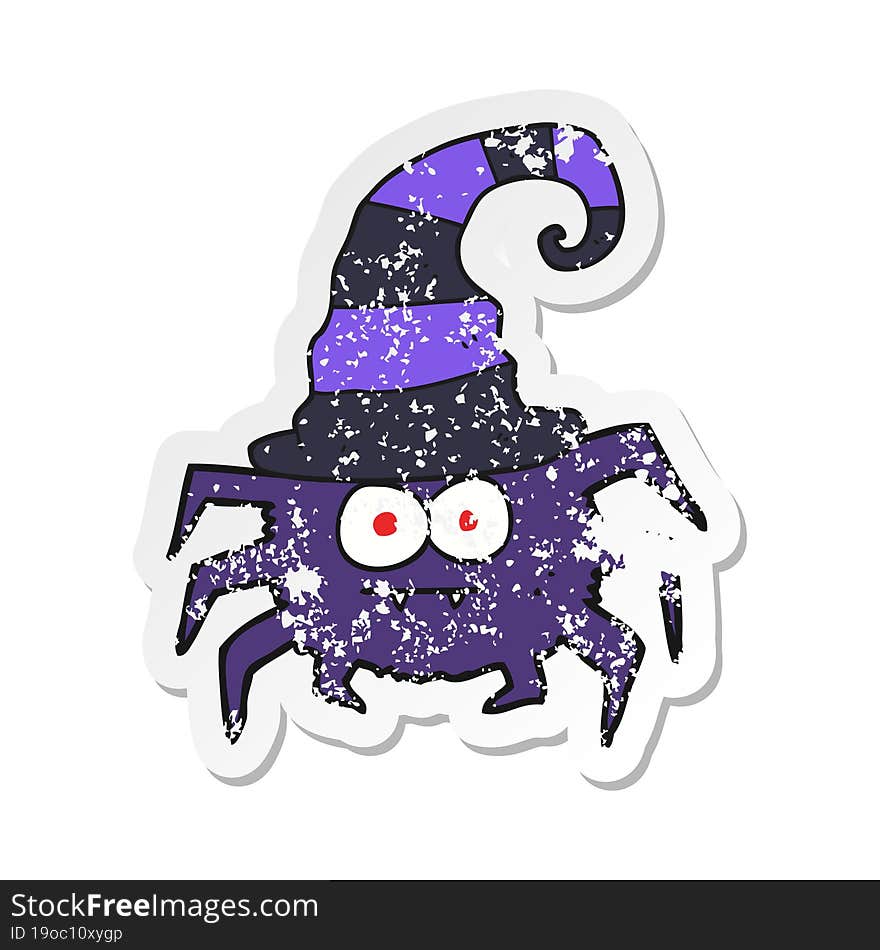 retro distressed sticker of a cartoon halloween spider