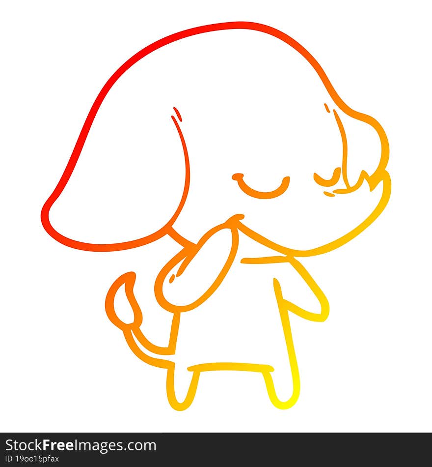 warm gradient line drawing cartoon smiling elephant