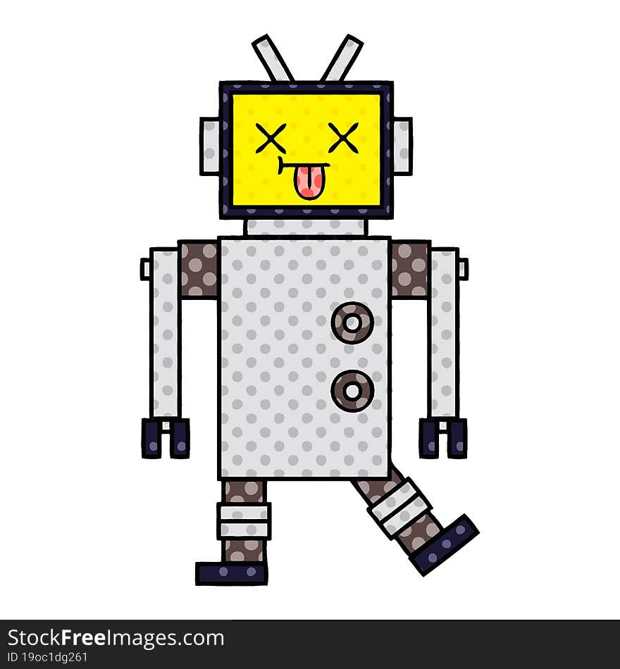 Comic Book Style Cartoon Robot